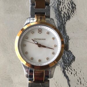 Victorinox Two-Tone Silver and Gold Ladies Watch - White Dial